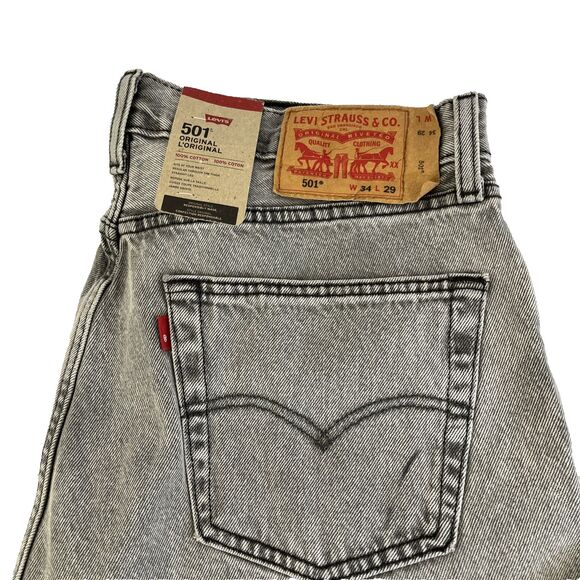 New Mens Levi’s 501 Button Fly Gray Wash Jeans Sz 34x29 NWT Irregular - Picture 2 of 10